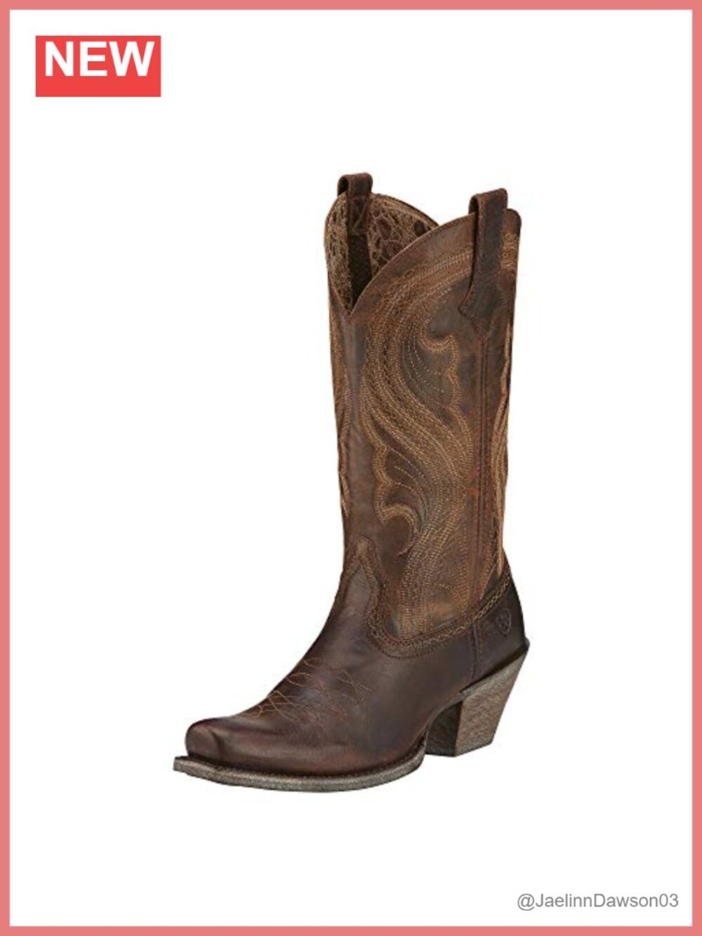 Lively Western Cowboy Boots Square Toe Leather Pull-On Mid-Calf